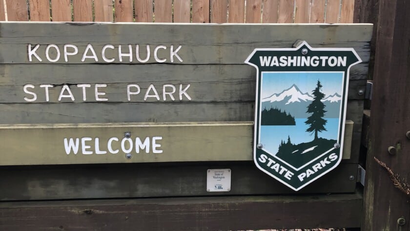The entrance sign at Kopachuck State Park.