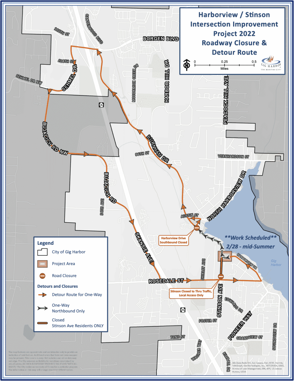 Harborview Drive closing in south direction for roundabout construction ...