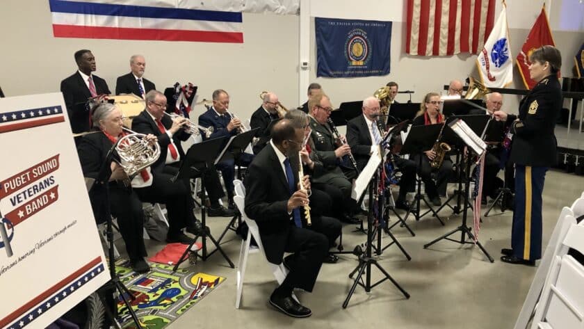 The Puget Sound Veterans Band played patriotic music throughout the event.