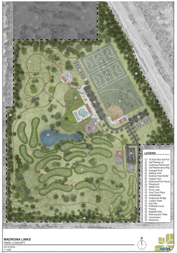 Concept plan for Madrona Links Golf Course reduced to 80 acres.
