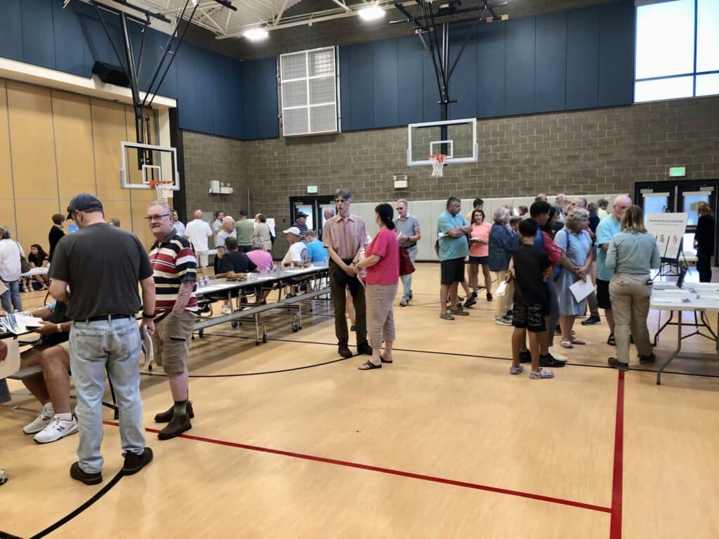 The open house was held in the Artondale Elementary School gym.