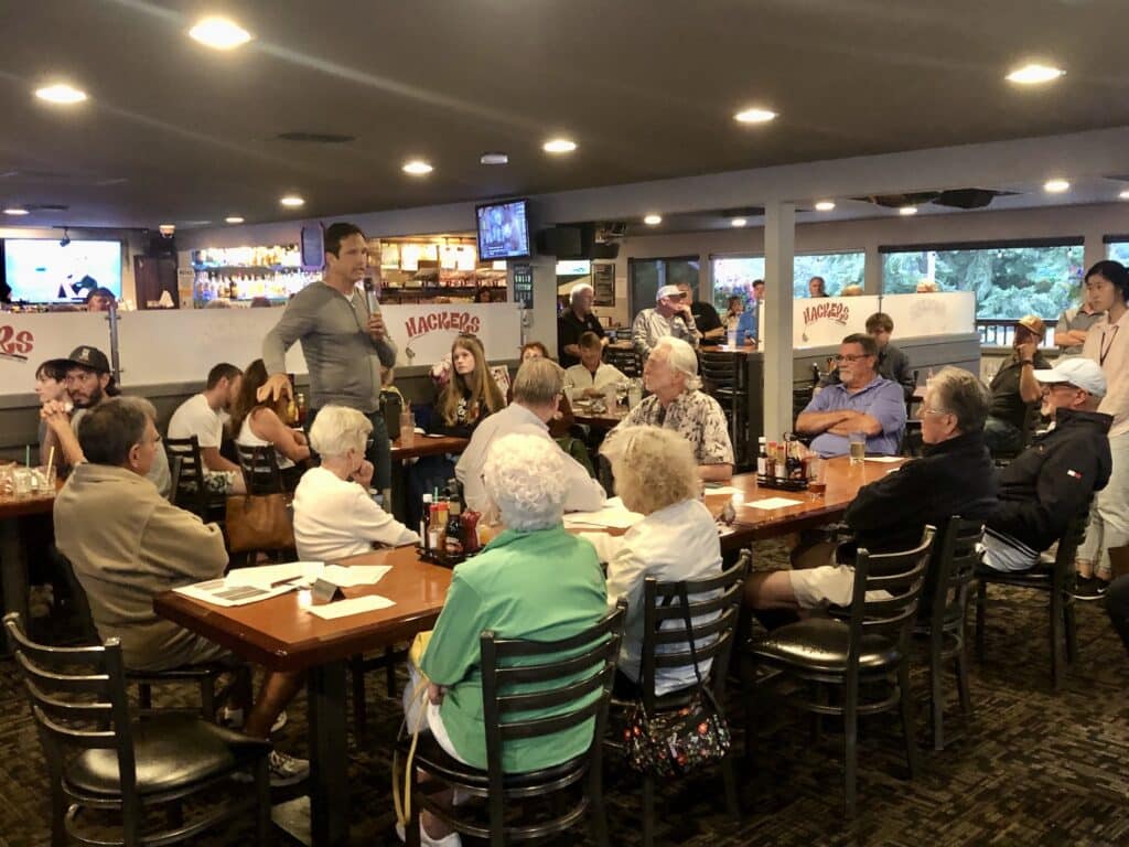 The public meeting was held at Hackers restaurant at the golf course.