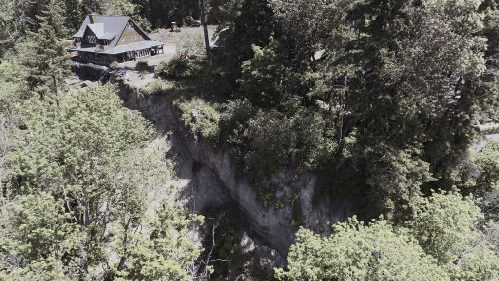 Kopachuck neighbor Tom Rafoth's home after a 2017 landslide.