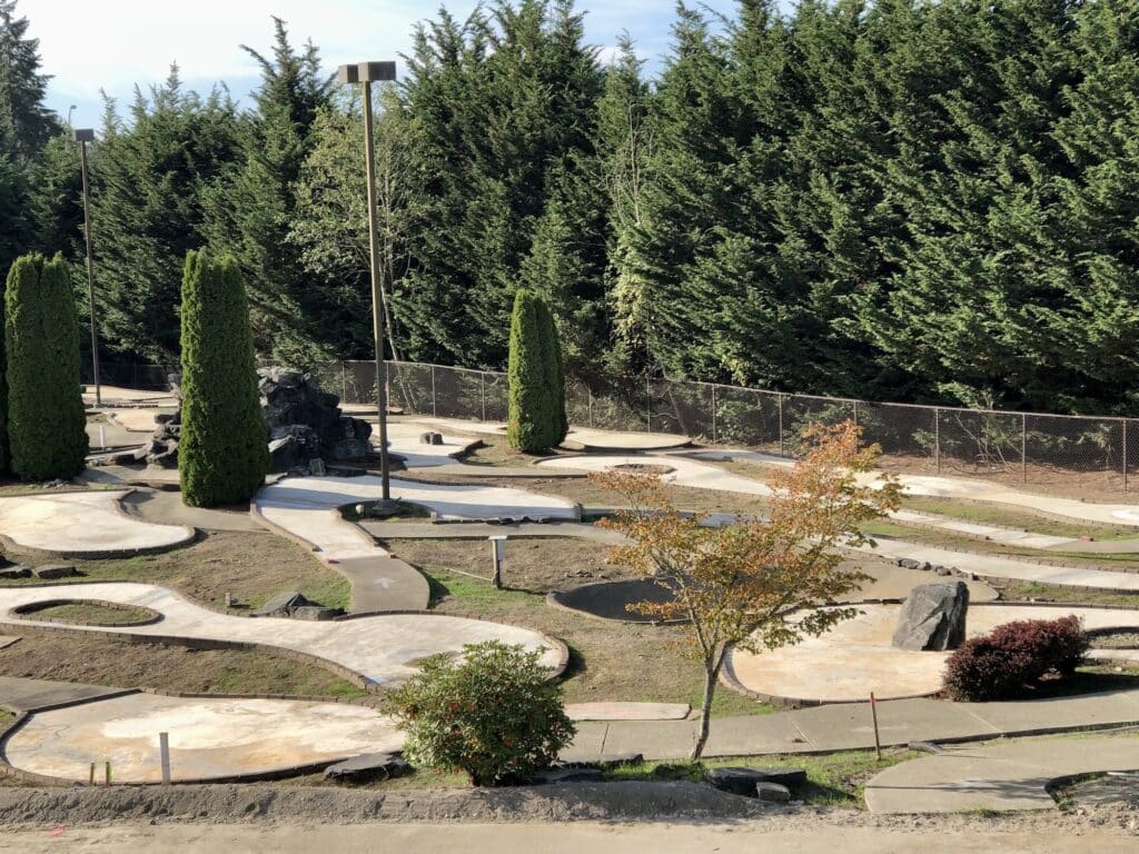 Work is progressing on rehabilitating the mini-golf course at the recreation center. A big change will occur next week when the turf is installed.