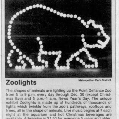 Zoolights' first year. The News Tribune, Dec. 23, 1988